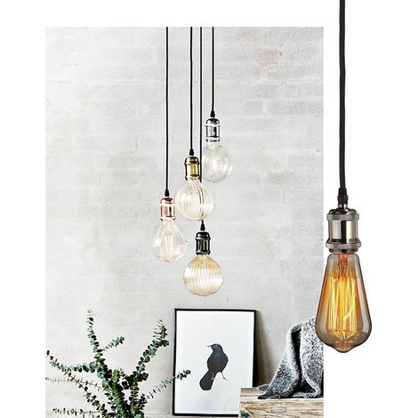 PORTALAMPADA LAMPADARIO SOSPENSIONE SOFFITTO PENDENTE E27 VINTAGE 2 METRI VERDE (1/5)
