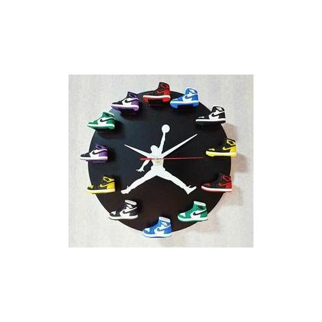 horloge murale 3d modèle de chaussure 3d meubles de bureau à domicile sports nba basket-ball basket-ball, fond noir, motif blanc Cisea zhuoxuan