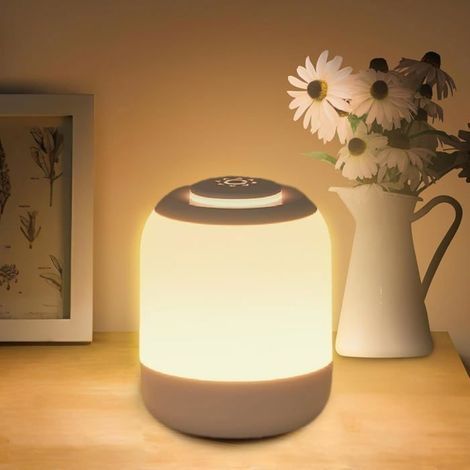 Touch-Nachttischlampe, wiederaufladbare Tischlampe mit 3 Dimmstufen, 2800K-4500K, 2400mAh, für Schlafzimmer, Büro, Lampen (1/5)
