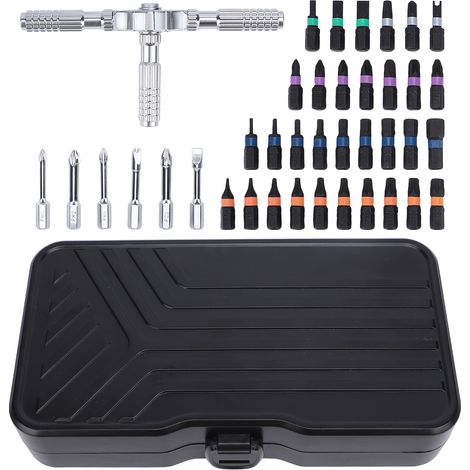 Jeu de tournevis magnétiques 40 en 1, jeu d'entraînement multi-embouts avec poignée à cliquet amovible, kit d'outils de réparation portable pour meubles, ordinateur, vélo (1/5)
