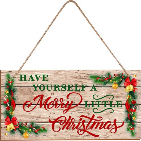 Plaque Murale En Bois - Plaque De Noël Accrochée Avec Inscription Have Yourself A Merry Little Christmas - Décor Rustique Pour Intérieur Porte Cheminée Fenêtre - 1 Pièce (1/5)