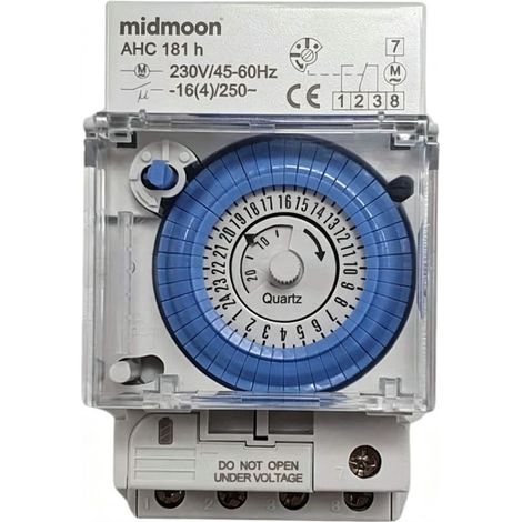 Horloge de programmation analogique 1 canal – 96 segments de commutation – Temps de commutation 15 min – Rail DIN avec bornes à ressort (1/5)