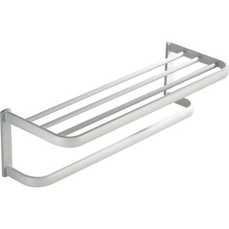 Toallero de pared de doble capa para baño, ideal para baño y cocina (blanco) (1/5)