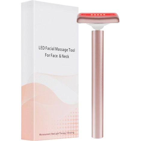 (Rose) Appareil de massage des yeux et du visage à lumière rouge avec vibrations pour lifter la peau (1/5)