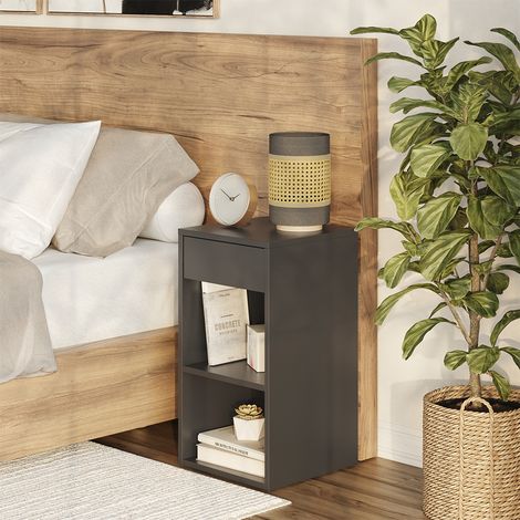 Nachttisch Dany, Anthrazit, 35 x 65 cm mit 1 Schublade, Vicco