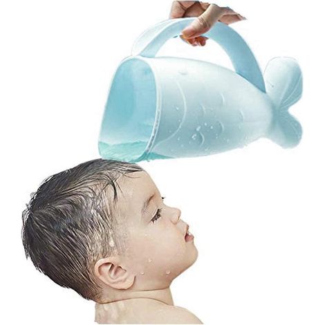 Bavoir baleine pour rinçage cheveux enfants, gobelet shampoing bébé, seau lavage anti-coulure, accessoire bain pour rincer shampoing. (1/5)