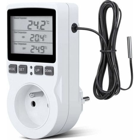 Regulateur Temprature Numrique,Prise Thermostat Chauffage Refroidissement Regulateur De Temperature LCD,200v-250v pour Rgulateur Temprature Ferme (1/4)