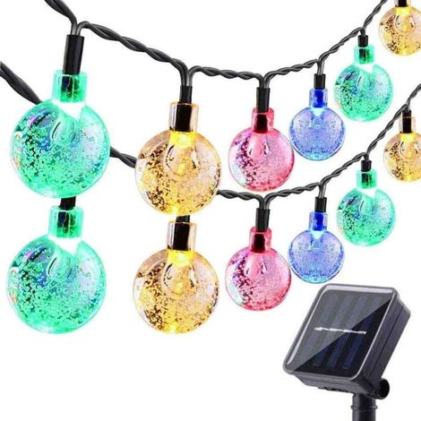 Guirlande Lumineuse Solaire Extérieur - 5M 20 LED Guirlande Solaire Extérieure Étanche IP65 8 Modes Guirlande Lumineuse Solaire & USB pour Jardin, Noël, Fête (1/4)