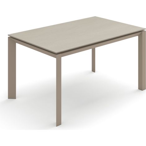Tavolo Allungabile Account 24, Top in Ceramica Sabbia Opaca, Struttura in Metallo Verniciato Tinta Sabbia, Dimensioni 140/220 cm (1/3)