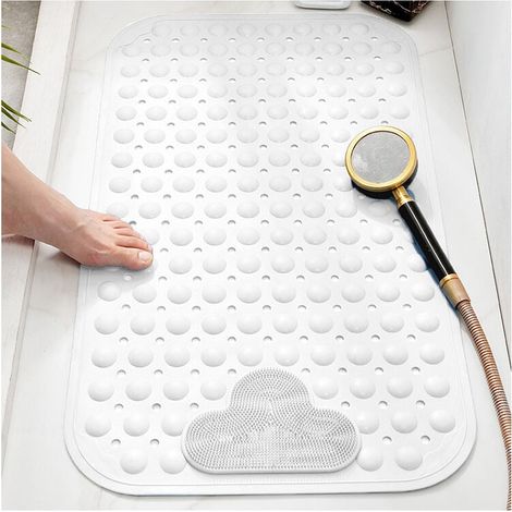 Alfombrilla de ducha antideslizante con ventosas y orificios de drenaje, alfombrilla de ducha con cojín de masaje, alfombrilla de ducha grande para baño, pies de ducha para baño familiar (1/5)