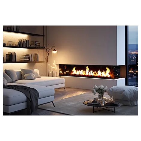 Chemin'Arte – Cheminée électrique encastrable 152 cm – Effet flammes 3D LED 12 couleurs – Mode chauffage 2000W pour 30 m² – Télécommande incluse (1/5)