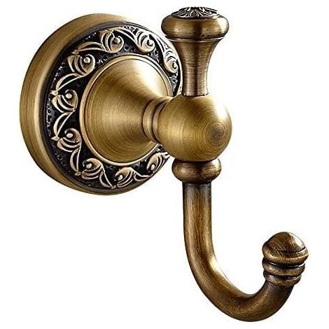 Perchero de pared con base ondulada para albornoz, baño, aseo, latón de alta calidad, estilo antiguo, para abrigo, toalla, sombrero, entrada, armario, dormitorio (1/5)