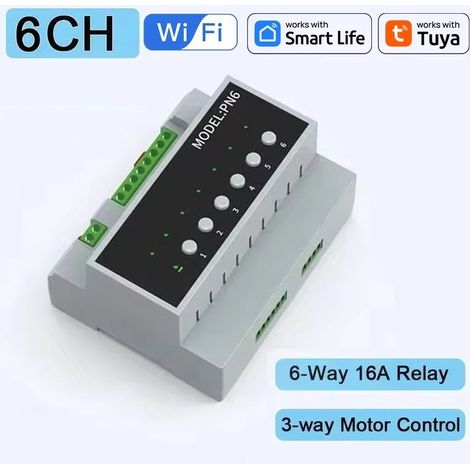 Tuya Modulo Relè Smart WiFi da Guida DIN per Controllo Remoto  6 Canali (1/5)