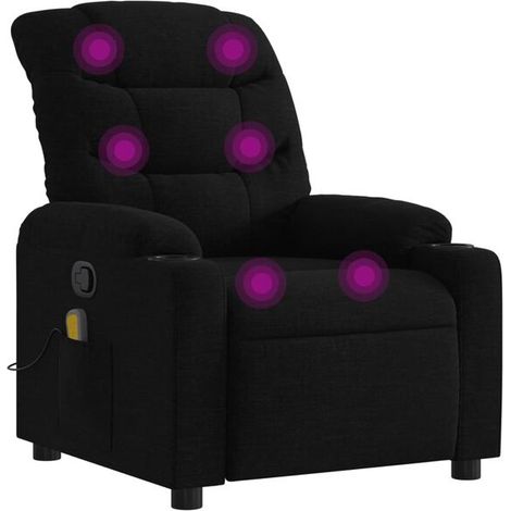 Chaise longue de massage ergonomique en tissu noir – Lit de relaxation avec réglage inclinable, support lombaire et fonction vibration – Idéal pour salon, spa ou bureau (1/5)
