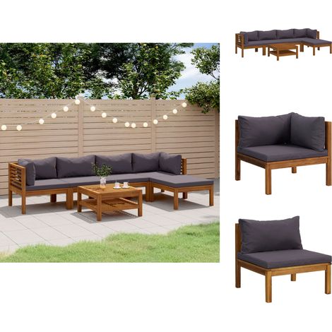 Gartenmöbel-Sets - Living 6-tlg. Garten-Lounge-Set mit Auflage Massivholz Akazie (1/5)