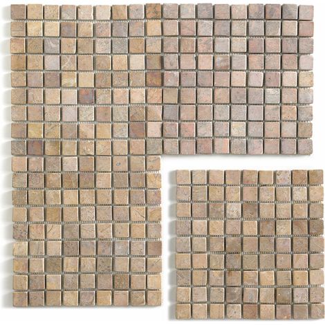 Carrelage de mosaïque (Boite de 1m²) / Plaque mosaïque mur et sol en marbre naturel coloris rose mat - 30 x 30 cm (1/2)