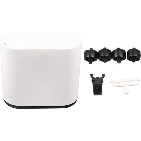 Poubelle en plastique avec couvercle à pression, grande poubelle blanche pour salle de bain, chambre, cuisine ou bureau (1/5)