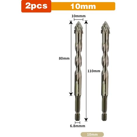 Coffret de forets hexagonaux cruciformes 6-12 mm pour carrelage, verre, béton, céramique, brique, brique, alliage dur, foret triangulaire. (1/5)