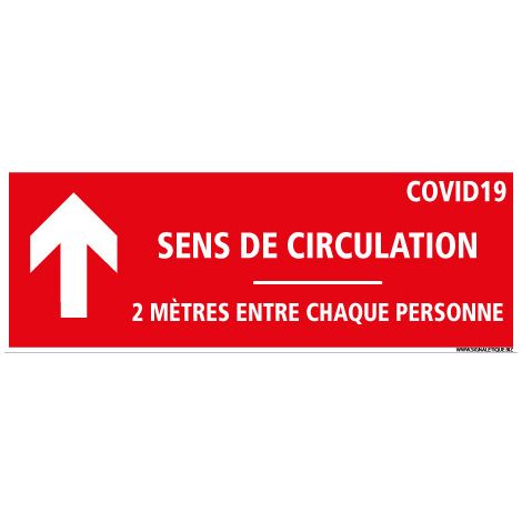 SIGNALETIQUE AU SOL COVID CORONAVIRUS . SENS DE CIRCULATION . DISTANCES ENTRE CHAQUE PERSONNE . SIGNALETIQUE AU SOL DE PREVENTI. Distance de 2m : Flèche Haut . - Distance de 2m : Flèche Haut