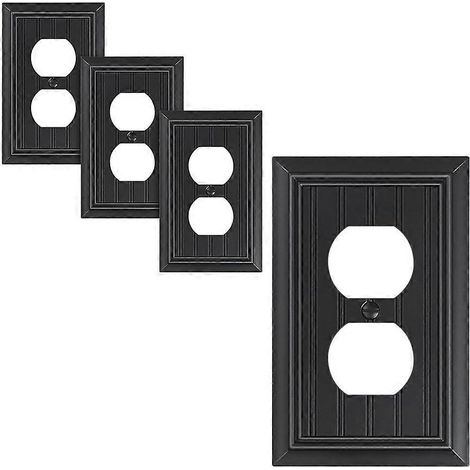 Lot de 4 plaques de recouvrement classiques à rainures et languettes pour prises doubles, plaques décoratives pour interrupteurs et prises électriques (1/5)
