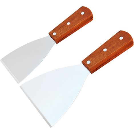 2 pièces Spatules Acier Inoxydable avec Manche Lot de Grattoirs Pâtisserie Polyvalents pour Pizza Steak et Gâteaux Outils de Cuisine Grand Petit (1/5)