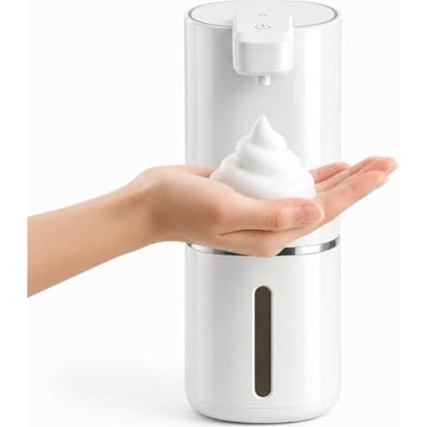 Distributeur de savon mousse automatique sans contact, mousse réglable à 4 niveaux, mode continu de mousse et d'auto-nettoyage, rechargeable de type C, support mural ou plan de travail (1/5)