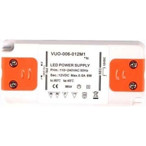 Transformateur d'alimentation LED - 6 W, 12 V CC, 0,25 A - Tension constante pour bandes LED et ampoules LED G4, MR11 et MR16 (1/3)