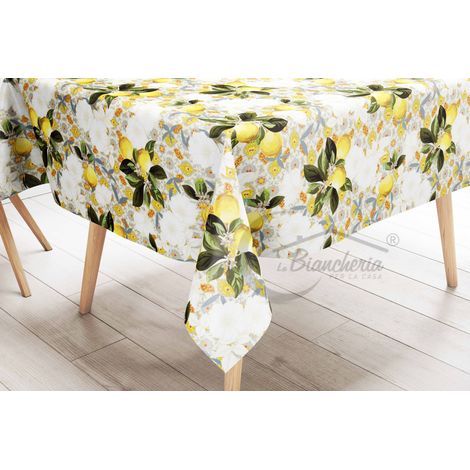 TOVAGLIA LIMA © in TELA CERATA plastificata LAVABILE idrorepellente in PVC LIMONI made in Italy Cm. 140x360 x24 persone