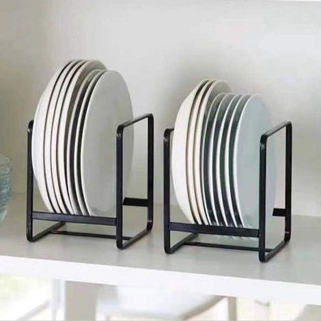 Support pour assiettes en métal - Avec poignées - Égouttoir - Pour assiettes et planches à découper - 2 pièces (1/5)