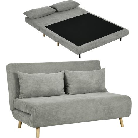 Schlafsofa, Gästebett, 3-fach verstellbare Rückenlehne, Leinenoptik, bis 120 kg, 141 x 90 x 81 cm, Grau (1/5)