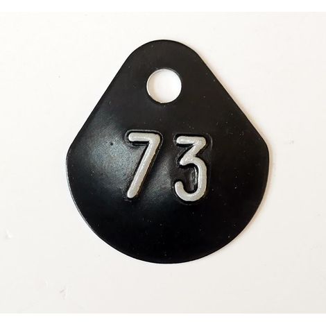 Chiffre goutte d'eau fond noir (à l'unité) estampé "73" en relief blanc hauteur d'écriture 11mm DERANCOURT
