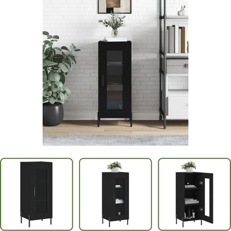 Holzwerkstoff - Sideboard Schwarz 34,5x34x90 cm Holzwerkstoff (1/5)