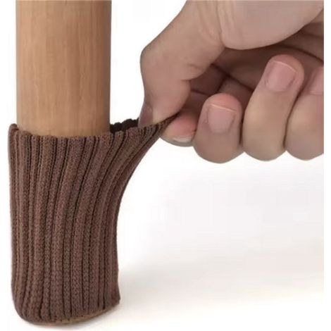 - Protections pour pieds de chaise - Chaussettes pour pieds de chaise - Housses en tissu pour pieds de chaise - Universelles - Lot de 16 - Marron - Conviennent à différentes tailles de chaises (1/3)