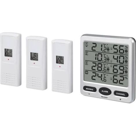 Thermo-hygromètre sans fil intérieur/extérieur avec écran LCD, 433 MHz – 8 canaux – 3 capteurs – Alarme de confort – Plage de mesure : -50 °C à 70 °C (1/5)