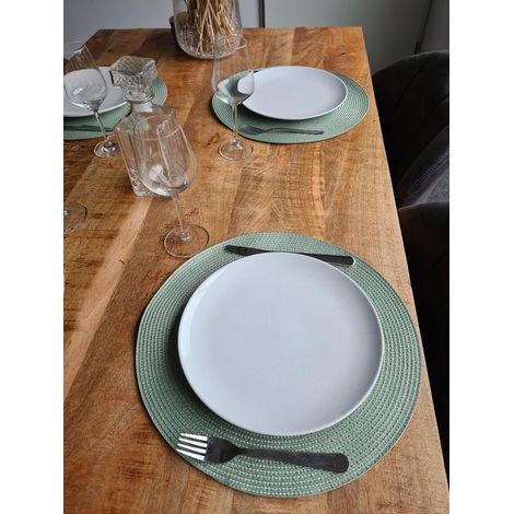 4 pièces - Sets de table ronds - Diamètre 38 cm - Napperons de table élégants - Résistants à la chaleur - Faciles à nettoyer - Vert menthe (1/5)
