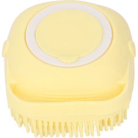 Lot de 2 gants de toilette doux en caoutchouc pour bain et douche, distributeur de shampoing, carré jaune, adapté bébé, femme, homme et senior (1/5)