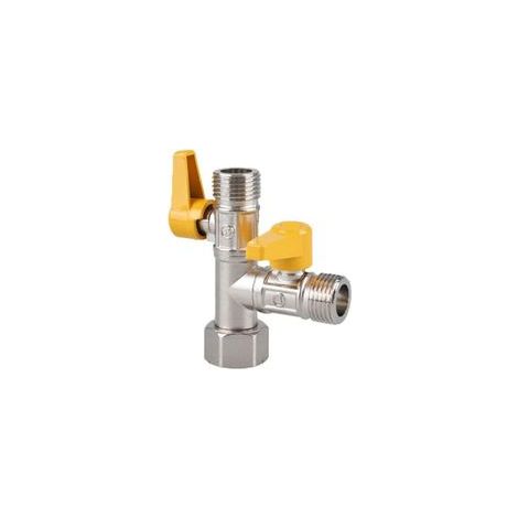 Vanne à boisseau sphérique à gaz à 2 voies, 2 voies avec marche/arrêt individuel, robinet 1/2" Séparateur en T Robinet à boisseau sphérique à gaz en laiton pour la cuisine à domicile (1/5)