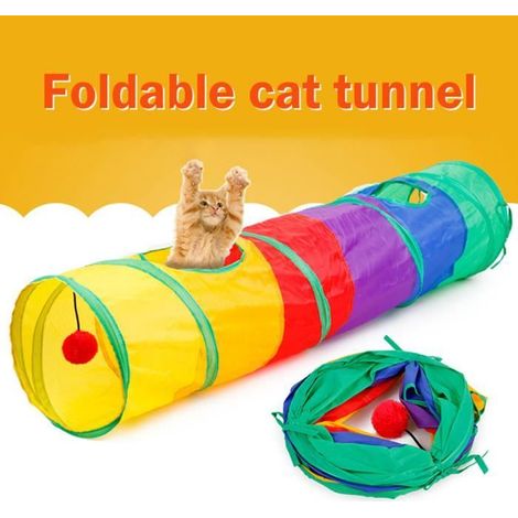 Tunnel amusant pour chat et chien pour animaux de compagnie 2 trous Tube de jeu Tube de tunnel de jeu pliant SD1005 (1/3)