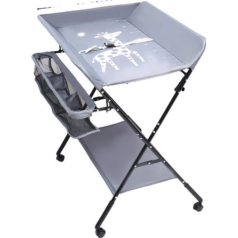 Table à langer pour bébé, hauteur réglable, design pliable, GRIS (1/2)