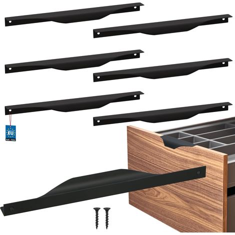 KOTARBAU® Modern Edge Möbelgriffe, Aluminium, Mattschwarz, 256/276 mm, 6er-Set
