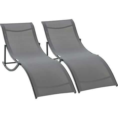 Lot de 2 bains de soleil TERRY anthracite