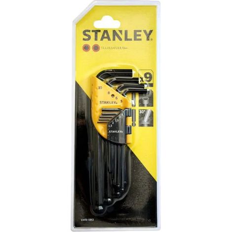 Lange Innensechskantschlüssel stanley 9 Stück phosphatschwarz Stahl