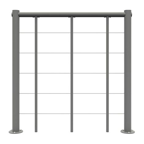 Garde corps escalier droit - Gris - Acier thermolaqué - Longueur 1m - Main-courante en PVC - RE-I-SLM-PVC-G