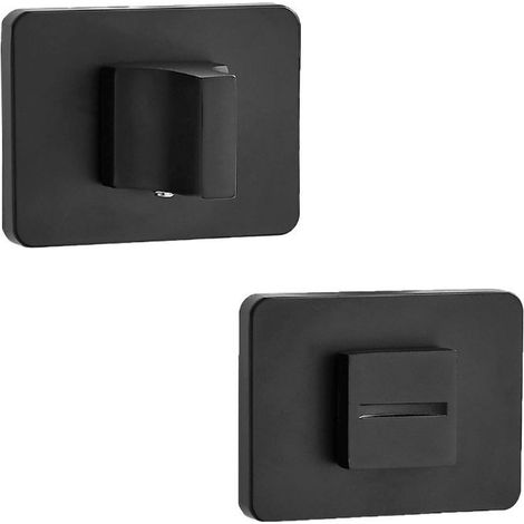 Panneau de toilette rectangulaire court - Noir - 40 mm x 52 mm - Métal - Pour poignée de porte Mali (1/4)