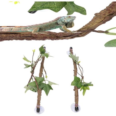 Branches d'angle De Reptile, Vigne d'arbre Artificielle en Plastique avec Branche d'angle De Reptile avec Ventouses Décoration De Plante pour Escalade De Serpent Lézard Amphibien (1/5)