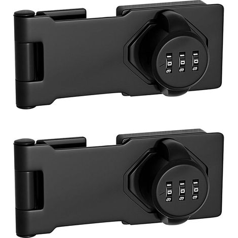 Lot de 2 serrures à code à 3 chiffres, serrures à combinaison sans clé pour petites portes et armoires (noir) (1/5)