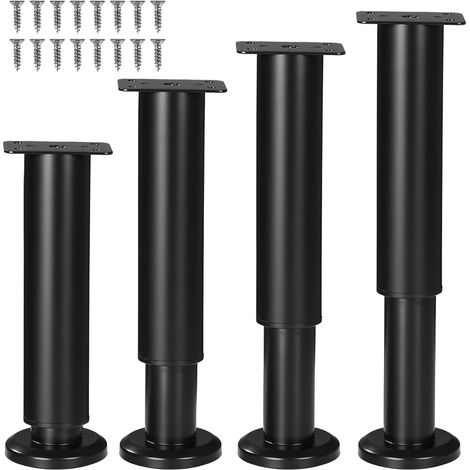 8 Pièces Pieds de Meuble, 18-30cm Pied de Meuble Reglable , pieds de meubles en métal noir, adaptés aux pieds de meubles DIY pour armoires, canapés, tables, chaises, supports TV et tables de chevet (1/5)