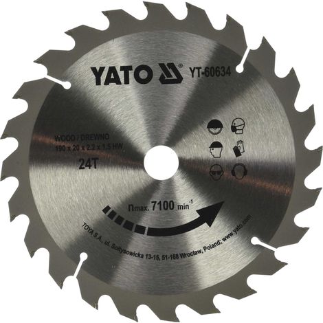Hoja de sierra circular Yato yt-60634 190 mm 24 dientes
