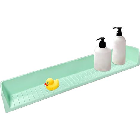 Protège-Éclaboussures de Baignoire - Barrière Anti-Eau Latérale en Silicone Protège-Éclaboussures avec Ventouses pour Tout-Petits Rangement des Jouets Douche Évier Bureau Coiffeuse (1/5)
