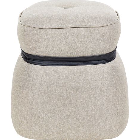 Puf moderno redondo tejido lino dormitorio sala de estar beige Monterey
